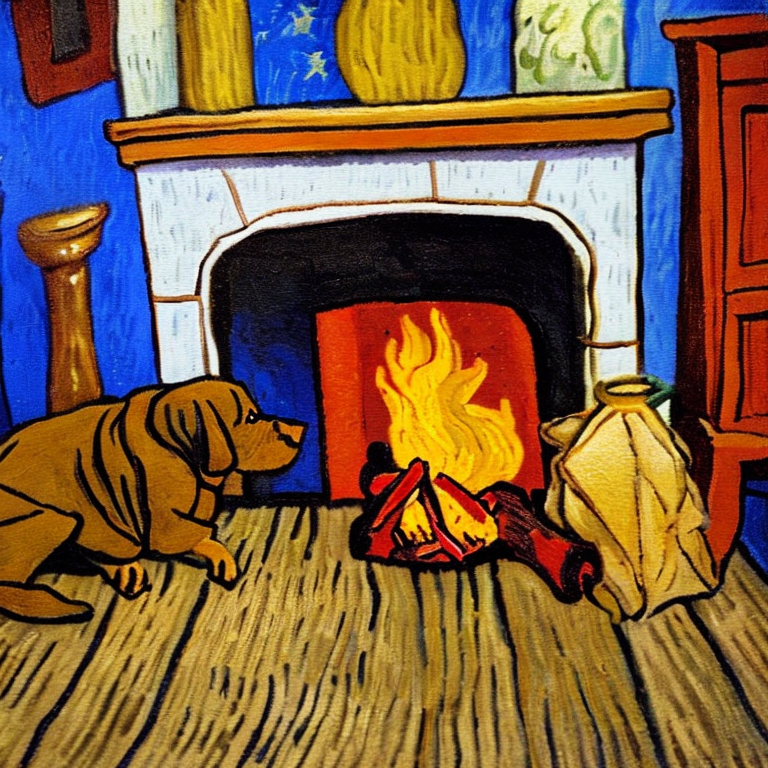 Dog by Fire